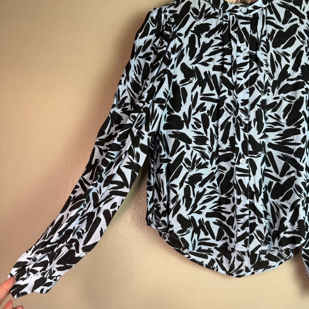 Veronica Beard Ashlynn Brushstroke Silk Blend Blouse Sz 0 - Picture 4 of 8